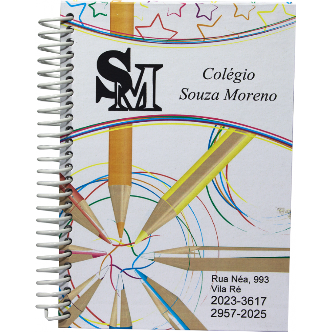 Agenda Escolar Fundamental Miolo Com 100 Folhas  Impressão 1 Cor (Preto) Modelo 2