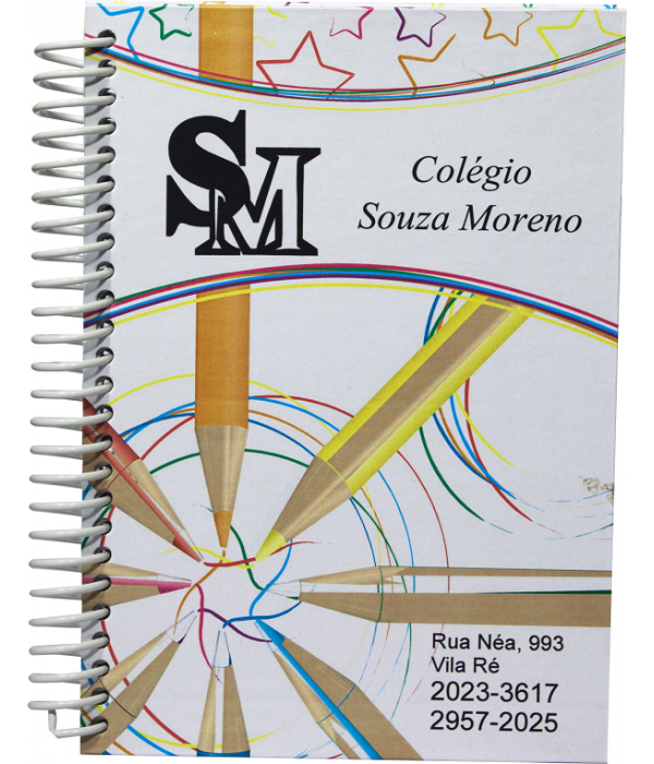 Agenda Escolar Fundamental Miolo Com 100 Folhas  Impressão 1 Cor (Preto) Modelo 2
