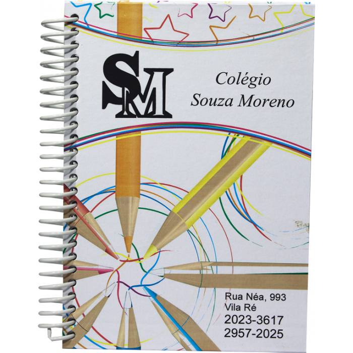 Agenda Escolar Fundamental Miolo Com 100 Folhas  Impressão 1 Cor (Preto) Modelo 2