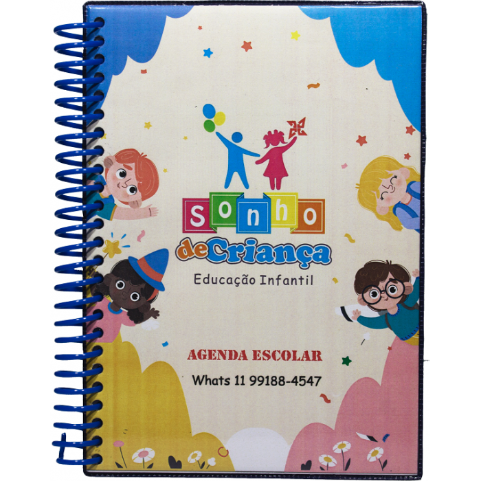 Agenda Escolar Maternal Miolo Com 100 Folhas  Impressão 1 Cor (Preto)