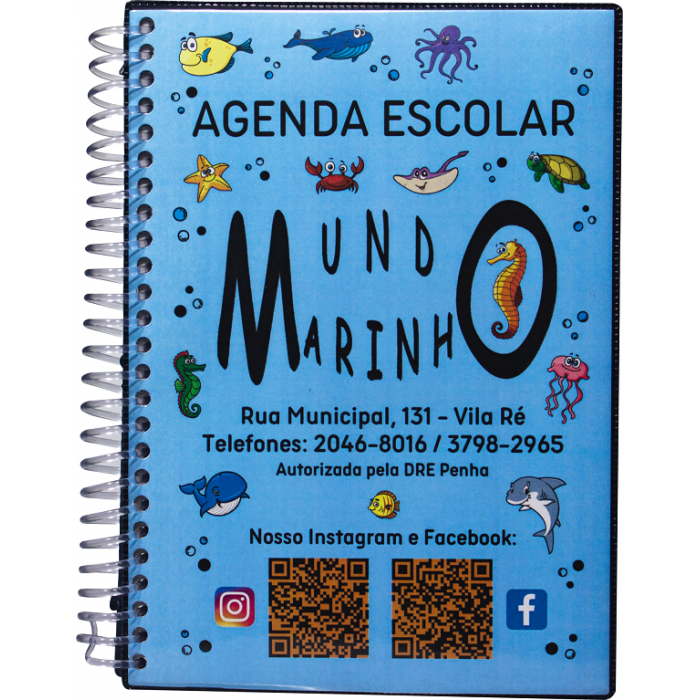 Ag. Escolar Miolo Personalizado Com 100 Folhas Impressão 1 Cor. A partir de R$ 21,90
