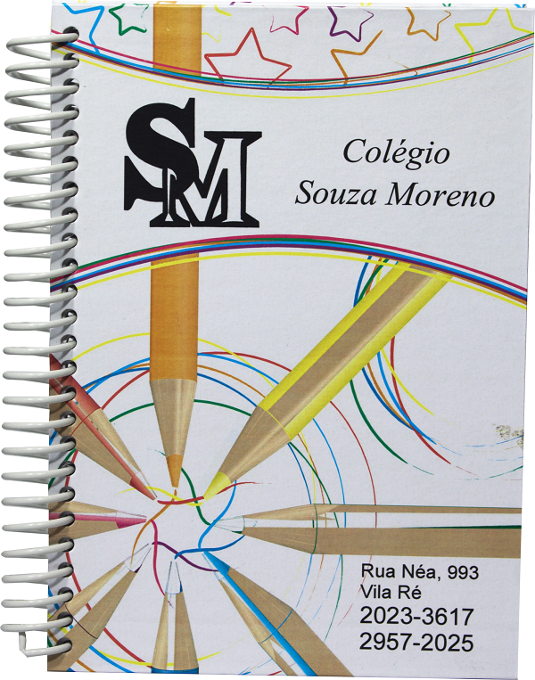 Agenda Escolar Fundamental Miolo Com 100 Folhas  Impressão 1 Cor (Preto) Modelo 2