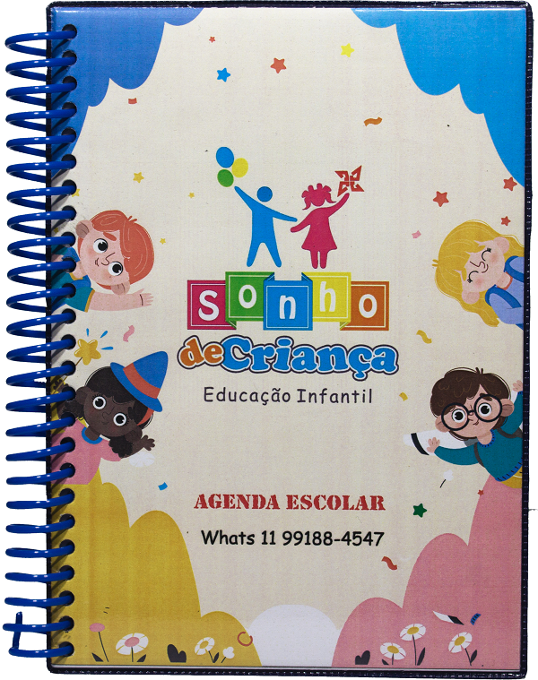 Agenda Escolar Maternal Miolo Com 100 Folhas  Impressão 1 Cor (Preto)
